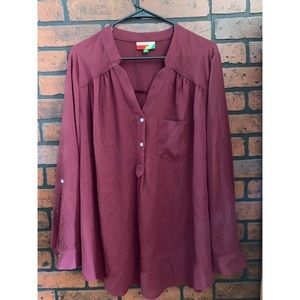 Maroon ModCloth blouse 2X